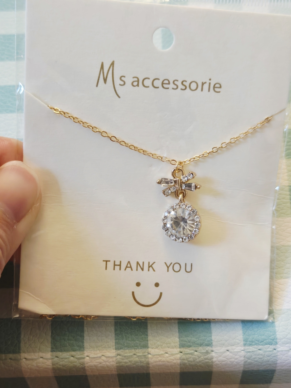 Gold Crystal Pendant Necklace